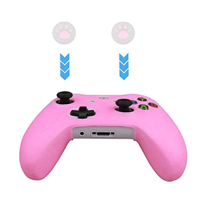RALAN Glitter Controller Skin for Xbox One, Anti-Slip Silicone Controller Cover Protector Compatible for Xbox 1 Wireless/Wired Gamepad Joystick with 4 Thumb Grips Caps and Black Pro Thumb Grip x 8 - color: Pink