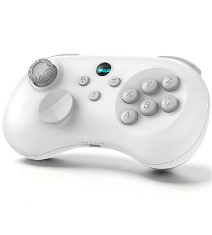 Wireless Fighting Controller for iOS/Android/Switch/PS4/PS3/PC, 6-Button Layout Bluetooth Controllers Retro Gamepad with Hall Joystick/Hall Trigger/Turbo/Programming Key for SEGA’s Classic Games, White - color: White