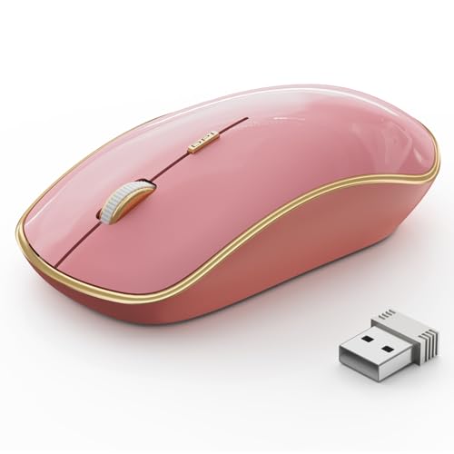 JOYACCESS Wireless Mouse for Laptop - Ultra Thin, Silent, 2400 DPI Portable Optical Mouse for Computer, MacBook, Windows, Chromebook, PC - Pink - color: Pink