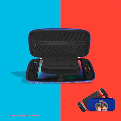 Sonix x Monchhichi Carrying Case for Nintendo Switch 2, Switch 1, Lite, OLED, Protective Travel Case with Game Cartridge Storage | Monchhichi Blue - color: Monchhichi Blue