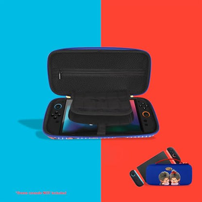 Sonix x Monchhichi Carrying Case for Nintendo Switch 2, Switch 1, Lite, OLED, Protective Travel Case with Game Cartridge Storage | Monchhichi Blue - color: Monchhichi Blue