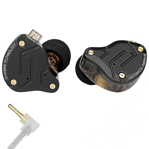 KZ ZS10 PRO in Ear Monitor Headphones, 4BA+1DD 5 Hybrid Driver Gaming Earbuds Wired Earphones, HiFi Clarity Sound Immersive Bass IEMs for Gaming Musician Audiophile (Matte Black Without Microphone) - color: Matte Black, style: without mic