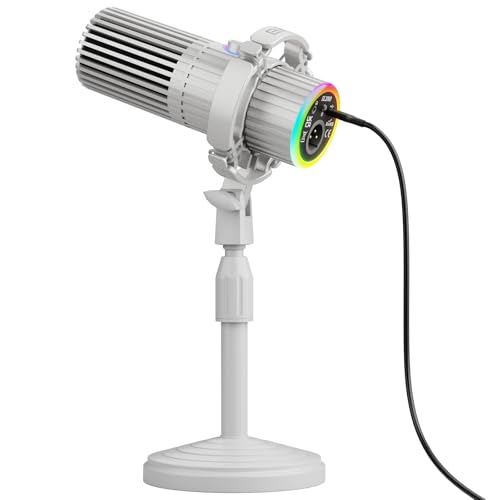 BASN USB/XLR Dynamic Microphone, Live Streaming, Gaming Recording with Three-in-One Mute Button,RGB Lighting and MIC Stand for PC (White) SL2000 - color: White