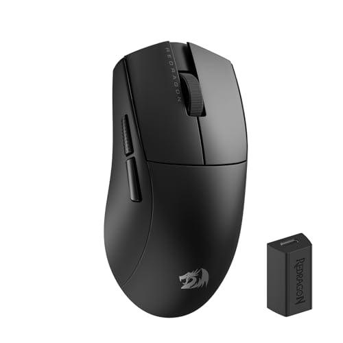 Redragon M916 PRO 3-Mode Wireless Gaming Mouse, Hype-Speed 4K Polling Rate, 49G Ultra-Light 26K DPI Mouse w/Ergonomic Natural Grip Build, Redefinable Macro Buttons, Software Supported - color: Black, style: 4K Hz