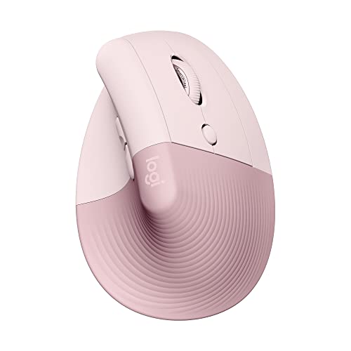 Logitech Lift Vertical Ergonomic Wireless Mouse - Rose | Connect via Bluetooth or included Logi Bolt USB-A receiver, quiet clicks, 4 of 6 buttons customizable, Windows Mac compatible - color: Rose, style: Right-Handed