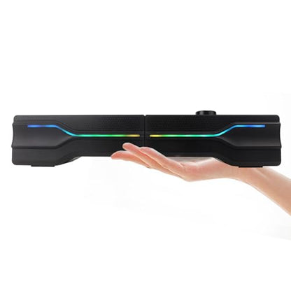 Desktop USB Powered 2-in-1 Soundbar Stereo Speaker, RGB LED Light - style: LED