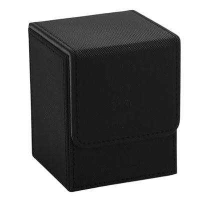 MTG Card Deck Box For Commander Deck Box With 2 Dividers, Card Storage Box Fits 100+ Single Sleeved Cards, PU Leather Strong Magnet Card Deck Case Holder for Magic Yugioh TCG (Black) - color: Black