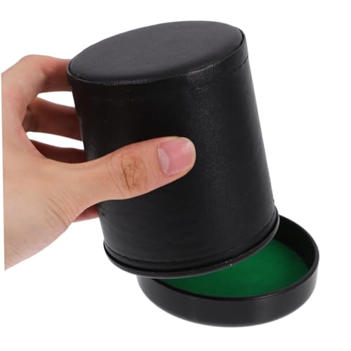 Totority Leather Dice Cup with Lid Felt-Lined Quiet Shaker for Bar and Party Games Supple Green Interior Lightweight and Compact for Easy Carry Storage