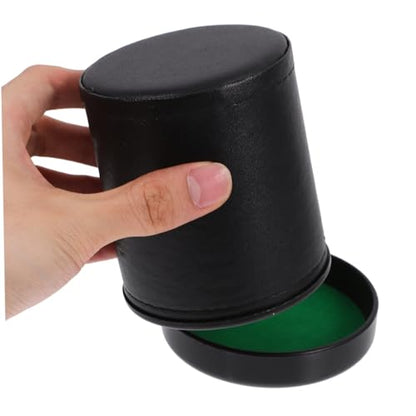 Totority Leather Dice Cup with Lid Felt-Lined Quiet Shaker for Bar and Party Games Supple Green Interior Lightweight and Compact for Easy Carry Storage