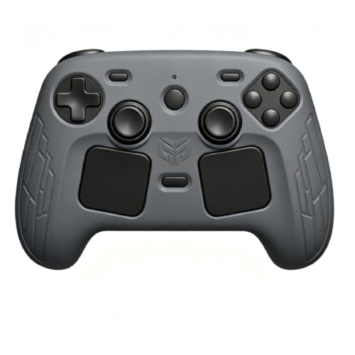 High-Elastic Silicone Protective Case for Steam Controller 2026 Anti-Slip Skin-Friendly Dustproof Anti-Scratch Shock-Absorbing Impact-Resistant Washable Full Cover Shell with 2 Joystick Caps (Gray) - color: Gray