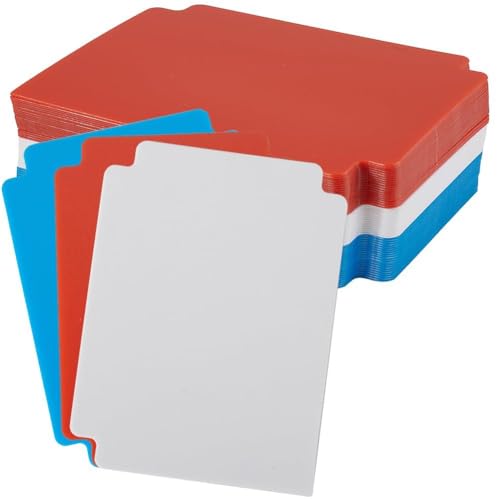 CRASPIRE 60 Sheets 3 Colors Trading Card Dividers Red Card Separator Card Sorting Tray Plastic Card Dividers Board Game Card Separator Card Deck Box Dividers for Game Organizer Storage 2.75 x 3.7 Inch - style: 60Pcs Red Blue White