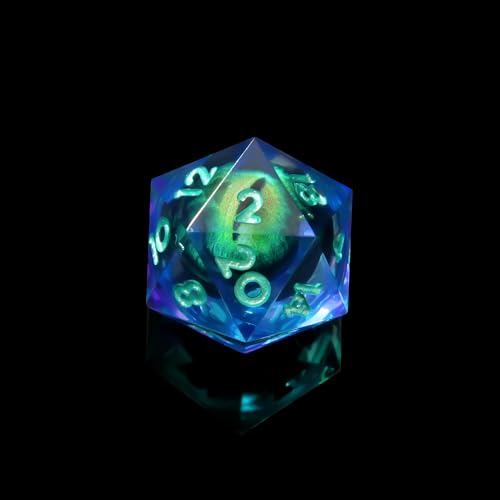 Beholder'S Eye D20 Dice Dragon Eye D&D 22MM Single with 20 Sided Resin Sharp Edge - color: D20-green Purple