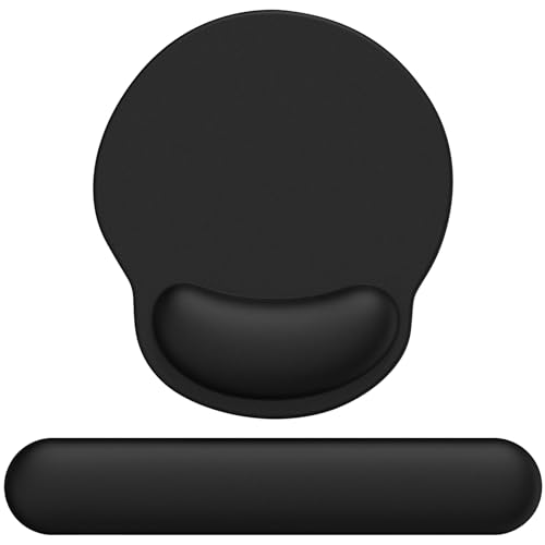 eulps Mouse Pad Wrist Support, Ergonomic Memory Foam Keyboard Wrist Pad & Gel Wrist Rest Set for Computer Keyboard for Easy Typing & Pain Relief for Office & Home(Black Set) - color: Black Set