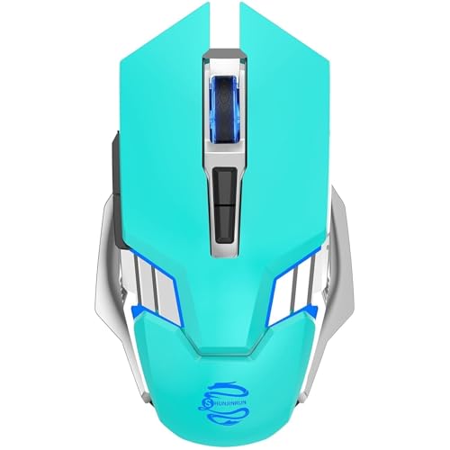 Bluetooth Wireless Mouse Rechargeable 3 Device Connection with LED Backlit | Quiet Click, Ergonomic, 7 Buttons, 3-Mode(2.4G/BT5.0/BT3.0), RGB Gaming Computer Mice for Laptop PC MacBook - Mint Green - color: Mint Green