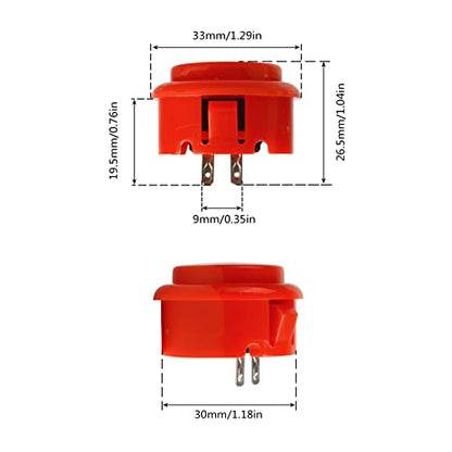 Larcele 30MM Console Box Push Button for Arcade Game Projects YXJKG-01 | 12 Pcs, 6 Colors, DIY Plug-in Replacement Switch Part - size: 30MM