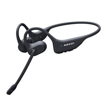 Open Ear Headphones with Mic, Dual Connection Bluetooth Headset with Microphone (AI Noise Cancelling), Bluetooth 5.3 Headphones with Mic, Sweatproof Wireless Headset with Mic for Work, Workout, Call