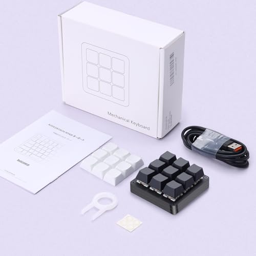 Koolertron One Handed Macro Mechanical Keyboard,Blue LED Backlit Portable Mini One-Handed Mechanical Gaming Keypad OSU! Keyboard 9 Fully Programmable Keys (9 Keys/Black/Pink LED) - style: 9 Keys/Black/Pink LED