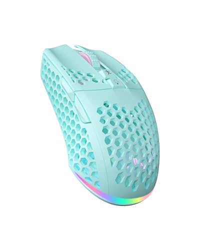 SOLAKAKA SM600 Honeycomb Shell Gaming Mouse Wireless,8000 DPI Tri-Modes BT5.1/2.4G Wireless/Type-C Wired Gamer Mouse with 2 Side Buttons, Macro Programmable and RGB Light for PC/Mac/Laptop,Green - color: green