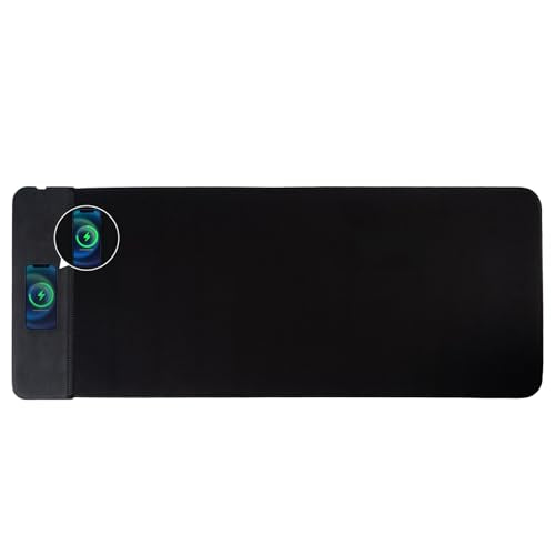 15W Large Gaming Mouse Pad with Superior Micro-Weave Cloth, Extended Desk Mousepad with Stitched Edges, Non-Slip Base, Water Resist Keyboard Pad for Gamer, Office & Home, 30 x 12 in, Black - color: Black-C