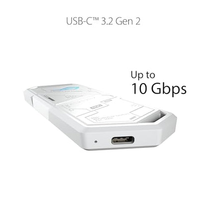 ASUS ROG Strix Arion White M.2 NVMe SSD Enclosure-USB3.2 Gen 2x1 Type-C (10Gbps), Dual USB-C to C & USB-C to A, Screwdriver-Free, Fits PCIe 2280/2260/2242/2230 M Key/B+M Key, 1 Year Warranty - size: White|up to 10Gbps, style: ROG Arion