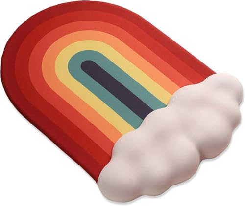 Cute Rainbow Mouse Pad with Wrist Rest for Mouse Pad Gel Cloud Keyboard Wrist Rest PU Base Silicone Ergonomic White Cloud Mouse Wrist Pad Support for Gaming Desk Laptop Home Office - color: 1pcs Rainbow Cloud
