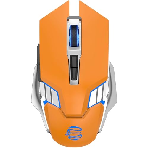 Bluetooth Gaming Mouse, RGB Rechargeable USB Wireless Mouse, Quiet Click, LED Backlit, Ergonomic, with Side Button, 6 Button, DPI Adjustable, Computer Mice for Laptop PC MacBook Chromebook - Orange - color: orange