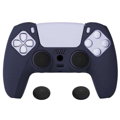 PlayVital Midnight Blue Pure Series Anti-Slip Silicone Cover Skin for ps5 Controller, Soft Rubber Case for ps5 Wireless Controller with Black Thumb Grip Caps - color: Midnight Blue