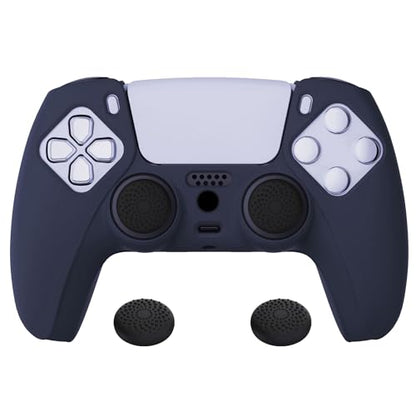 PlayVital Midnight Blue Pure Series Anti-Slip Silicone Cover Skin for ps5 Controller, Soft Rubber Case for ps5 Wireless Controller with Black Thumb Grip Caps - color: Midnight Blue