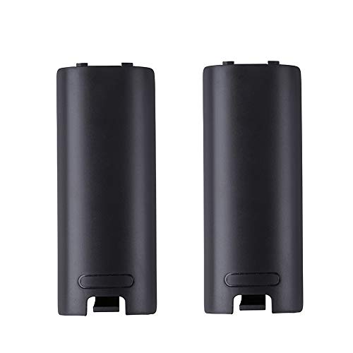 Trenro Wii Remote Controller Battery Cover, 2 Pack Back Cover Replacement for Nintendo Wii/Wii U Remote -Black - color: Black