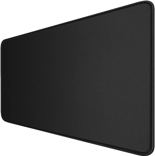 Gaming Mouse Pad, Large Desk Mouse Pad with Stitched Edges,(35.4X15.7In) Durable Non-Slip Natural Rubber Base, Waterproof Computer Keyboard Pad Mat for Esports Pros/Gamer/Desktop/Office/Home, Black - color: Black, size: 35.4L x 15.7W inches