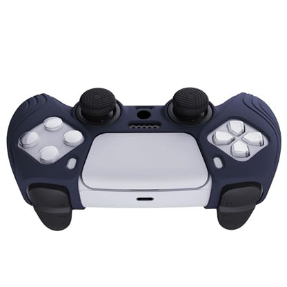 eXtremeRate PlayVital Samurai Edition Midnight Blue Anti-Slip Controller Grip Silicone Skin for ps5, Ergonomic Soft Rubber Case for ps5 Controller with Black Thumb Stick Caps - color: Midnight Blue