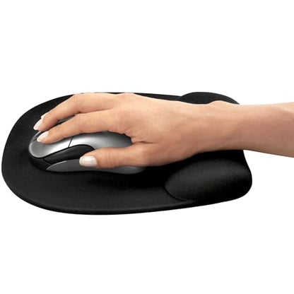 Fellowes Memory Foam Mouse Pad/Wrist Rest- Black (9176501) - size: 9.3L x 7.9W inches