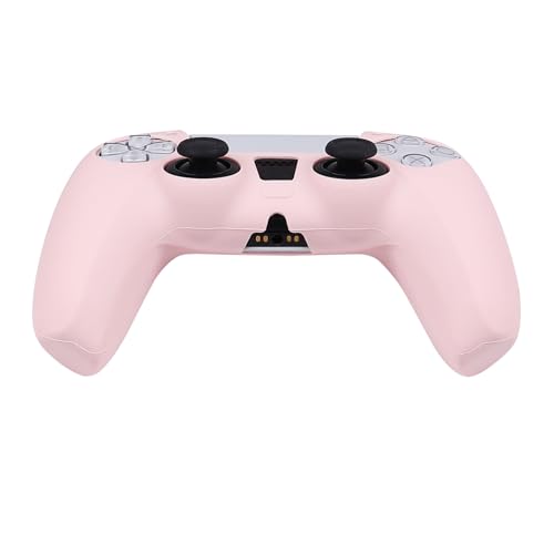 RALAN PurePink Color Controller Skin Silicone for PS5, Non-Slip Grip Cover Protector Compatible with PlayStation 5 Controllers with 2 Thumb Grip Caps - color: PurePink
