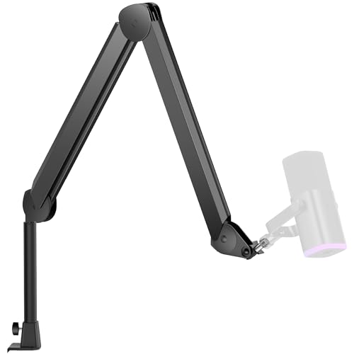 InnoGear Mic Arm Microphone Boom Arm Cable Management for Blue Yeti FIFINE | Desk Mount, Built-in Cable Channel, Extendable, Work with Shure, 3.5 lb Weight Capacity, Heavy-Duty, Easy-to-attach Clamp - color: Black, style: Extended Clamp