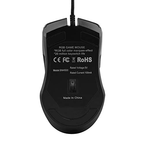 FIRSTMEMORY USB C Ergonomic Wired RGB Gaming Mouse - Optical with Adjustable DPI 800/1600/2400/3200 - Compatible with Notebook, PC, Laptop, MacBook and All Type-C Devices (Black)