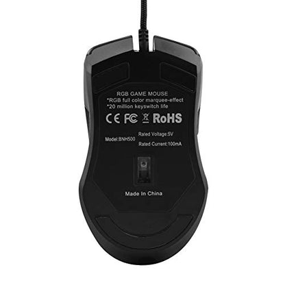 FIRSTMEMORY USB C Ergonomic Wired RGB Gaming Mouse - Optical with Adjustable DPI 800/1600/2400/3200 - Compatible with Notebook, PC, Laptop, MacBook and All Type-C Devices (Black)