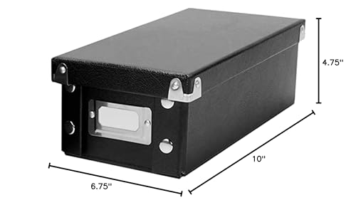 Snap-N-Store Index Card Holder Storage Box - Collapsible Organizer Box fits 1100 Flash Cards - Business, Recipe, or Note Card - 4 x 6, 1 Pack, Black | Fits up to 1,100 flash cards, ideal for business, recipe or note cards, folds flat for compact storage -