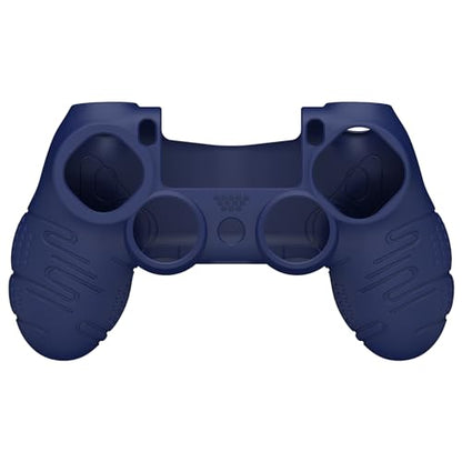 PlayVital Line & Dot Midnight Blue Silicone Cover Skin for ps4 Controller, Anti-Slip Soft Protector Case Cover with Thumb Grip Caps - color: Midnight Blue