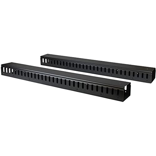 StarTech 40U Vertical Cable Manager, Finger Ducts, 2-Pack 3ft (CMVER40UF) | 2-pack 20U vertical cable organizer panels, Rack-mount cable raceway, Finger ducts, 2x 3ft (91cm) wire organizers, 19in rack - style: 40 U | Vertical