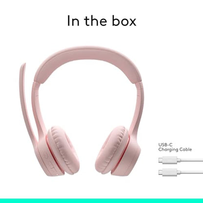 Logitech Zone 300 Wireless Bluetooth Headset with Noise-Canceling Microphone, Compatible with Windows, Mac, Chrome, Linux, iOS, iPadOS, Android – Rose - color: Rose