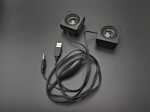 USB Computer Speakers, Mini Desktop Speakers USB Powered 3.5mm TRS Aux Speaker with Volume Control Wheel, for PC,Laptop,Tablet,Phone