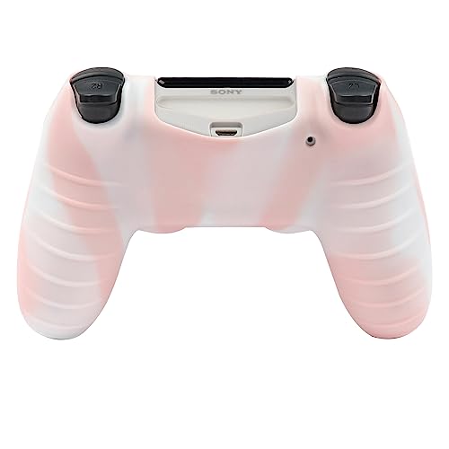 Ralan Pink Controller Skin Protector - Silicone Cover Compatible with PS4 Slim/PS4 Pro Controller (6 Pro Thumb Grips, 2 Skull Cap Grips)(Camouflage Pink + White Pink) - color: Whitepink