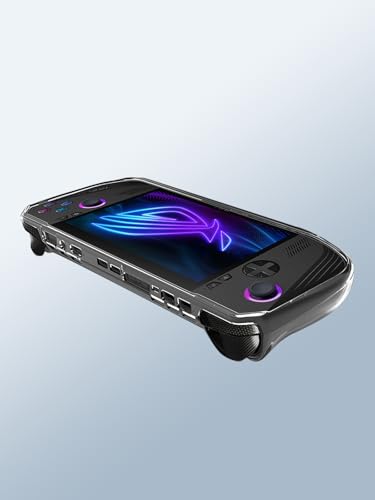 Clear Case for HUASHUO-ROG Ally X 2024 Gaming Handheld Console, Thin Slim Lightweight Scratch Proof,Durable Protection Rubber TPU Cover (Transparent Black)