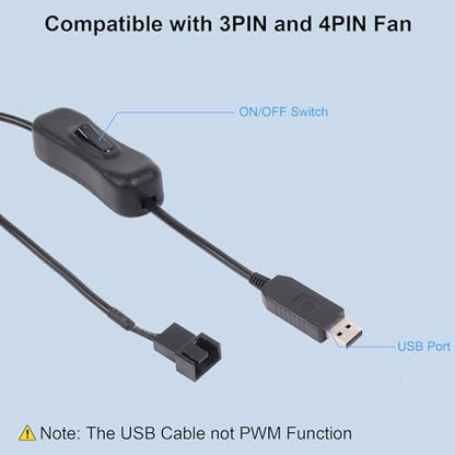 4.52" 115mm Grill Guard with Flexible Gooseneck Stand and USB 3/4Pin Cable | Compatible with Your Idle 120mm PC Fan, for PC Case AV Entertainments Network Rack Workspace Hotspot Cooling and More - size: 115×115mm