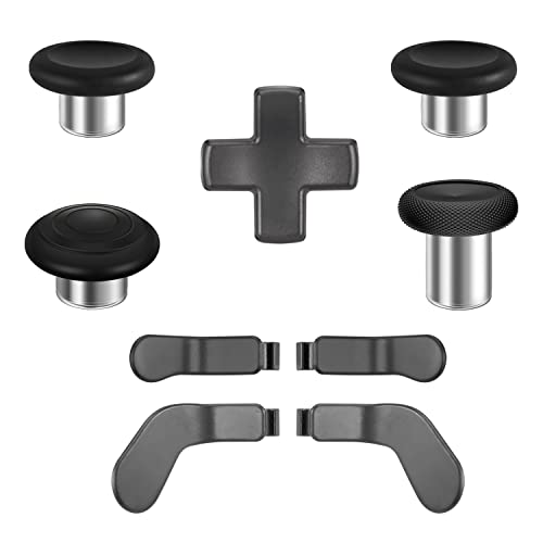 9 in 1 OEM Magnetic Thumbsticks Analog Thumb Sticks Replacement Joystick Parts Repair Accessories Kit Component Set with 4 Paddles, 1 D-Pads for Xbox Elite Controller Series 2 and Core Controller - color: Black