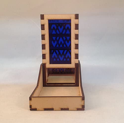 Mini Dice Tower and Tray v4 Dark Blue Acrylic Window Laser Cut MDF Unique Gift