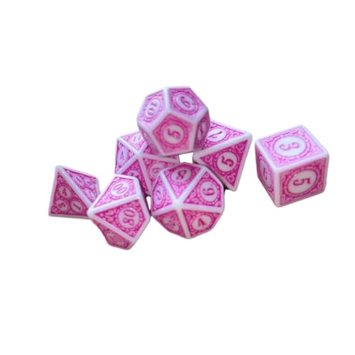 harayaa 7 Pieces Polyhedral Dice Set Multi Sides Dices Game Dices Resin Dices Counting Dices Acrylic Structure Suitable for Classroom Role Playing Par, Pink
