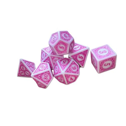 harayaa 7 Pieces Polyhedral Dice Set Multi Sides Dices Game Dices Resin Dices Counting Dices Acrylic Structure Suitable for Classroom Role Playing Par, Pink