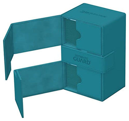 Ultimate Guard Twin Flip'n'Tray 160+, Deck Case for 160 Double-Sleeved TCG Cards + Dice Tray, Petrol, Independent Magnetic Closure & Microfiber Inner Lining - color: Petrol, size: 160+