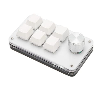 Zyyini Programmable Keyboard, 6 Key One Handed Mechanical Keyboard with Knob,Poortable Multifunctional Mechanical Gaming Keypad for Gaming Office (White) - color: White